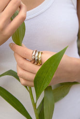 Infinity Silver Ring, Yellow Gold Plating, Natural Zircon Gemstone + Star Gift